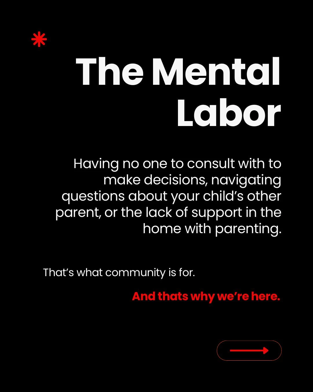 The mental labor of single parenting: having no one to consult with when making decisions. That is what community is for.